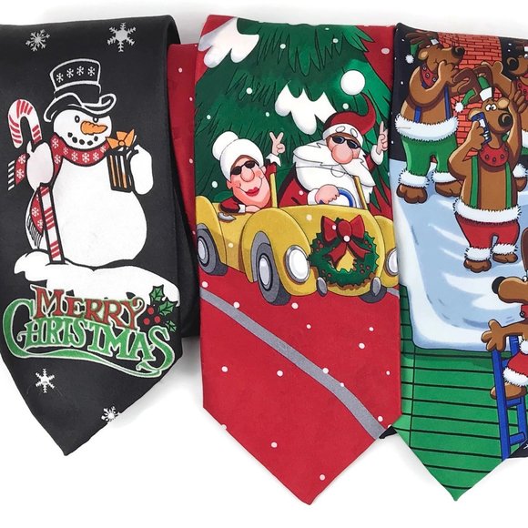 Men's Novelty Christmas Themed Necktie Lot of 4 - Picture 3 of 8